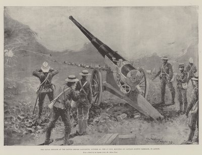 La brigata navale nella battaglia prima di Ladysmith, 30 ottobre, il cannone da 4,7, montato sul carro di Captain Scott, in azione da Henry Charles Seppings Wright